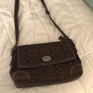 Gently used leather and canvas Coach bag